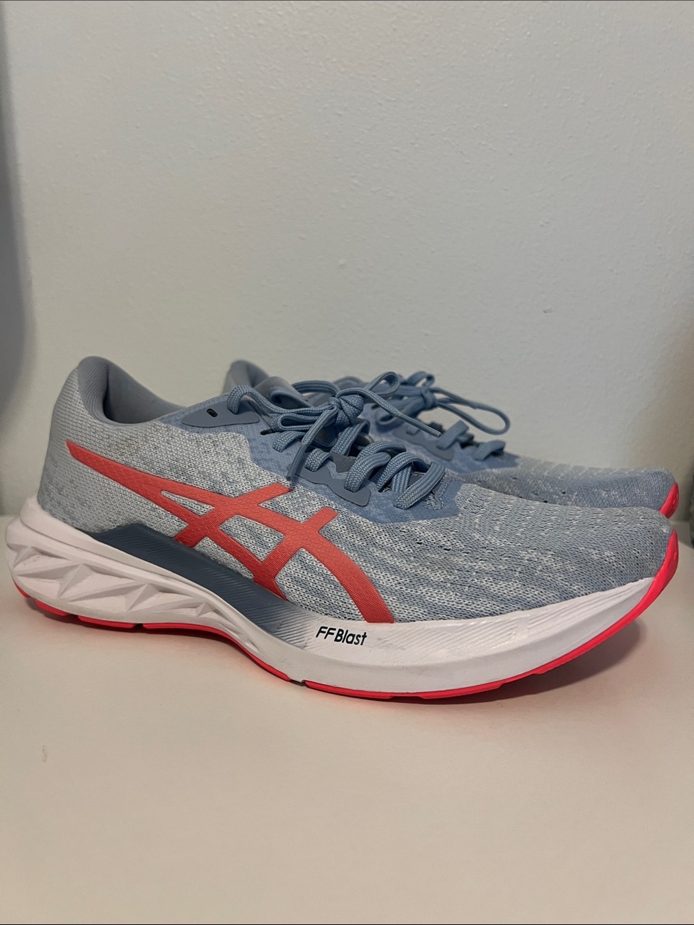 Women’s ASICS Light Blue Dynaburst 2 Running Shoes with Coral Accents